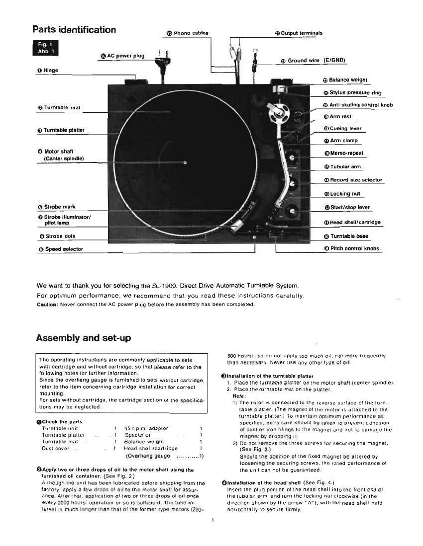 Technics SL 1900 Owners Manual