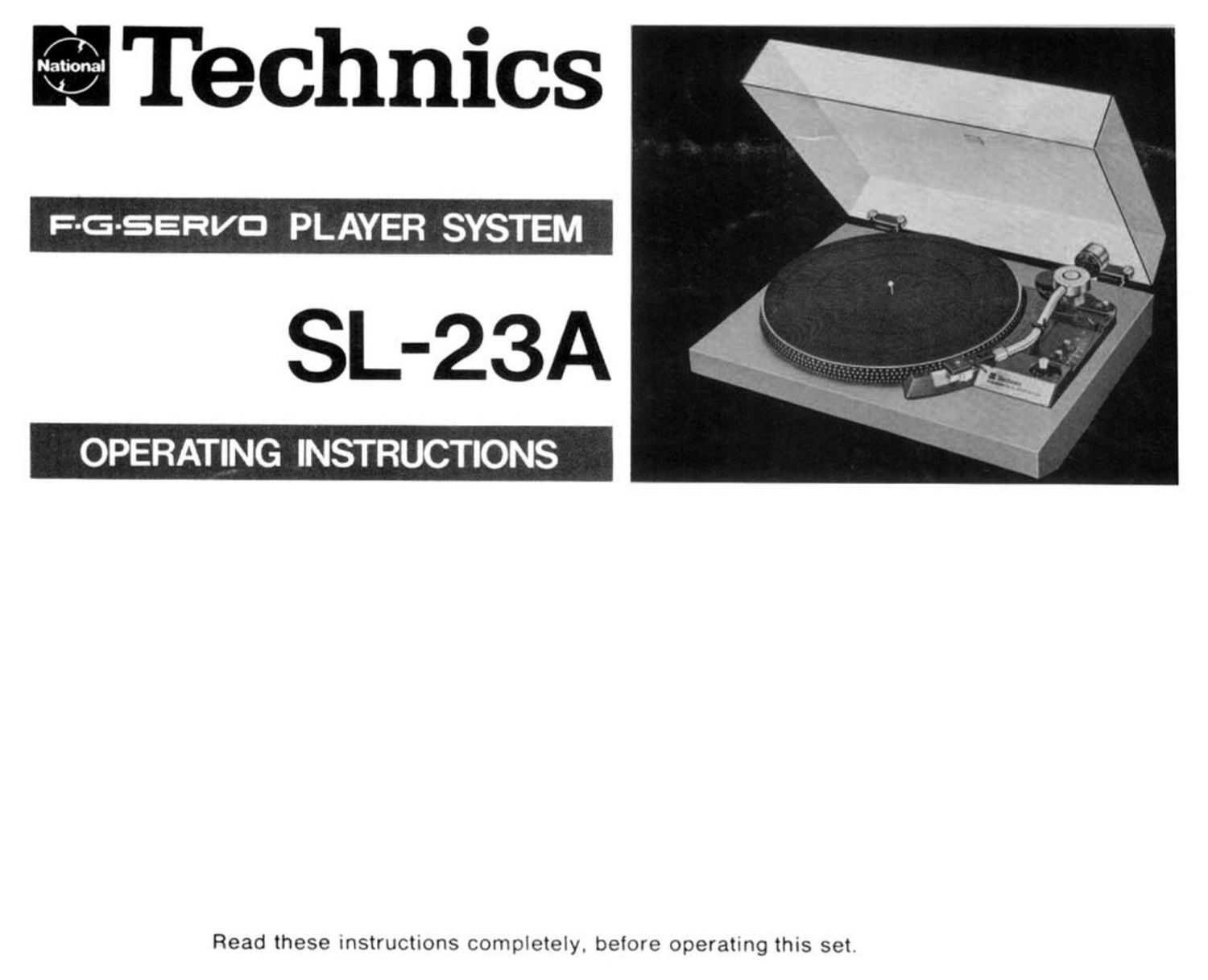 Technics SL 23 A Owners Manual