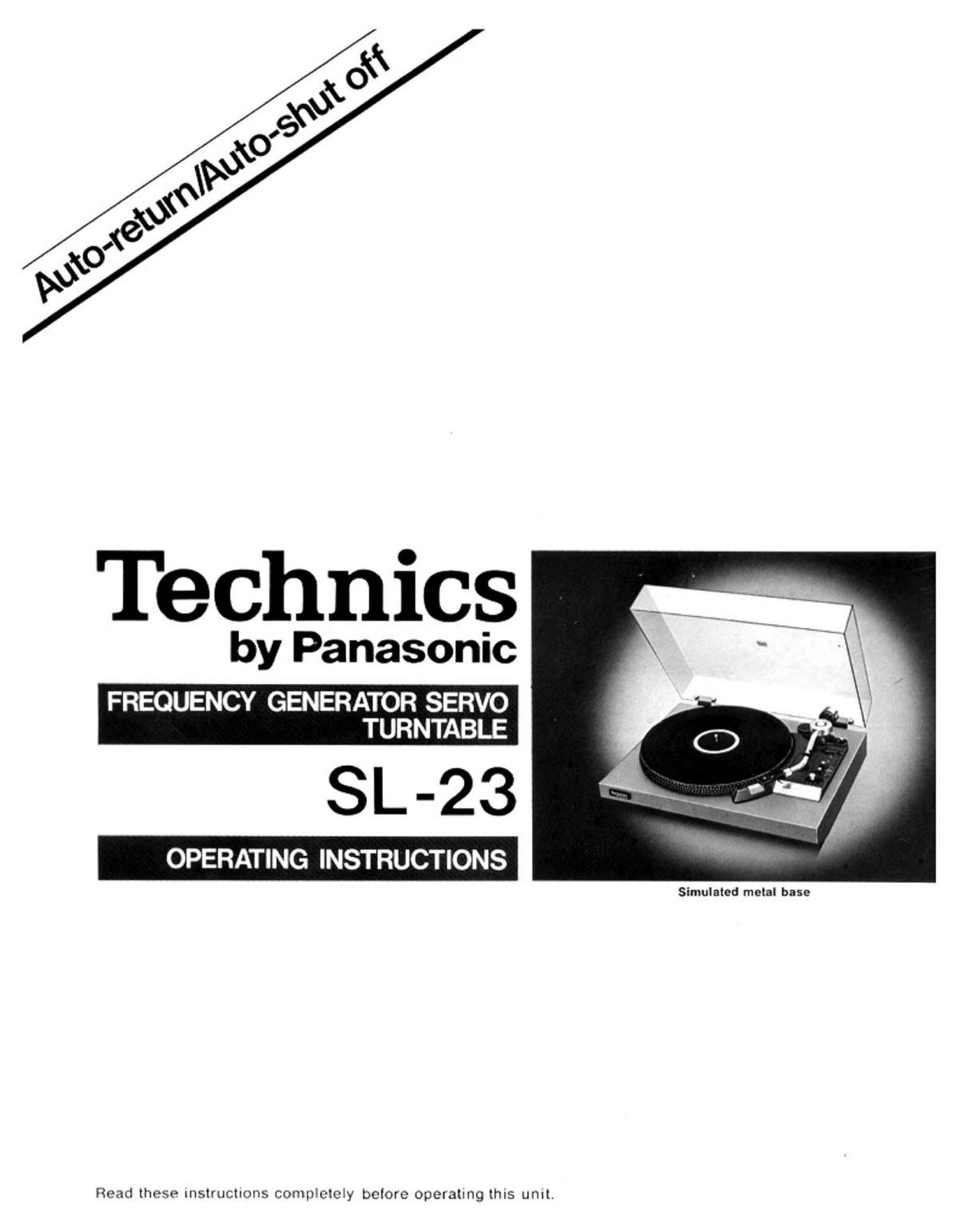 Technics SL 23 Owners Manual