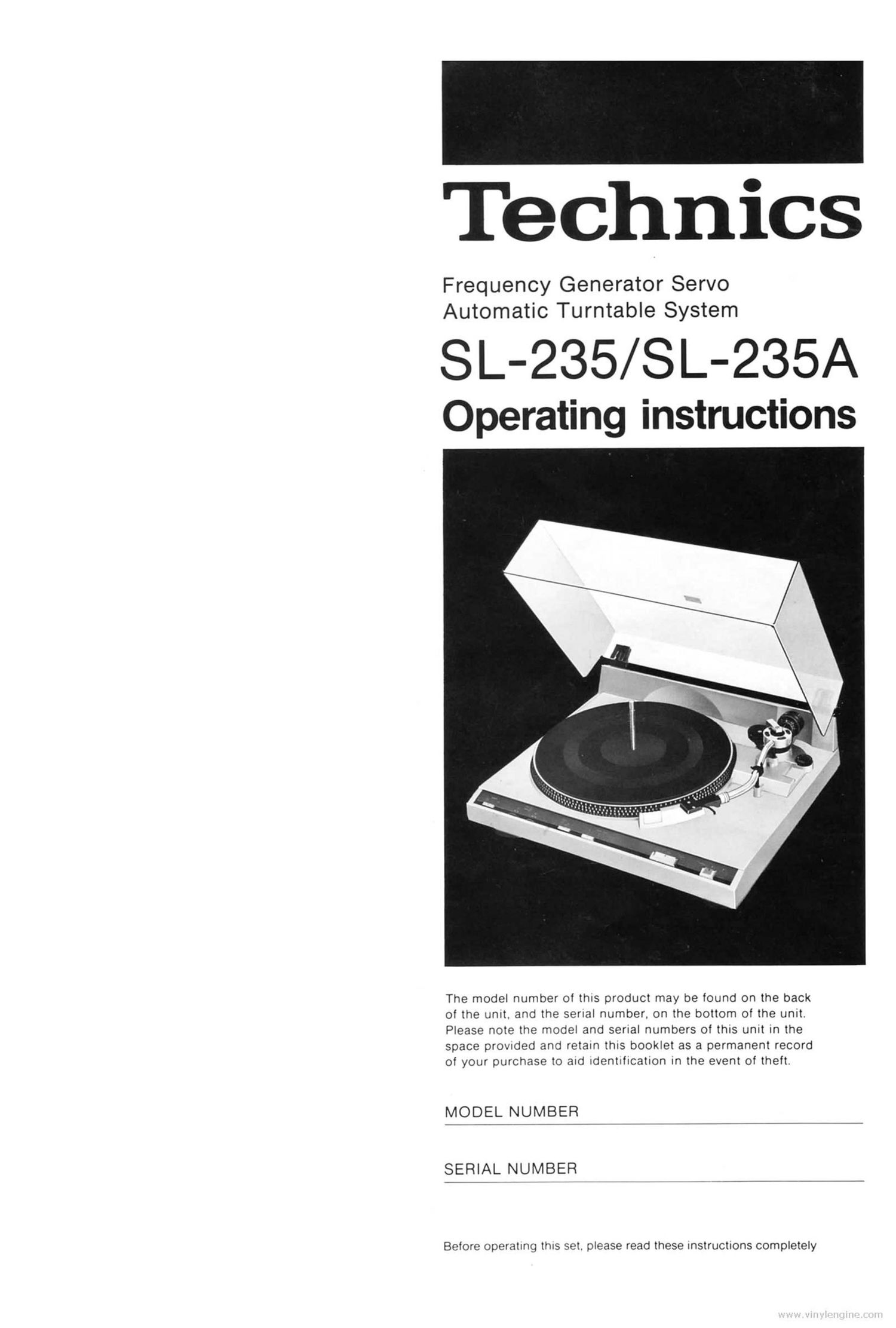 Free download Technics SL 235 Owners Manual