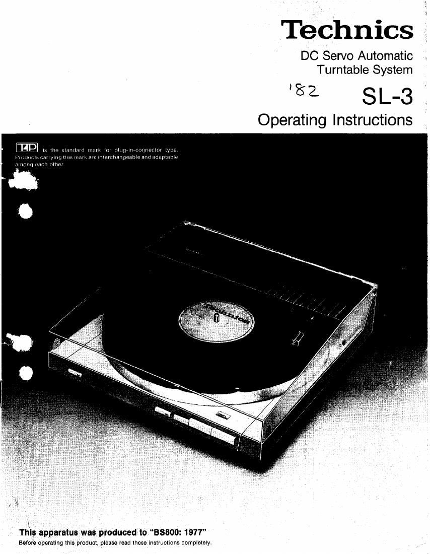 Free download Technics SL 3 Owners Manual