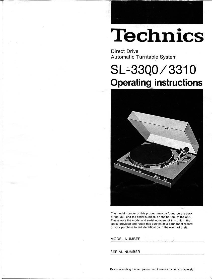 Technics SL 3300 Owners Manual