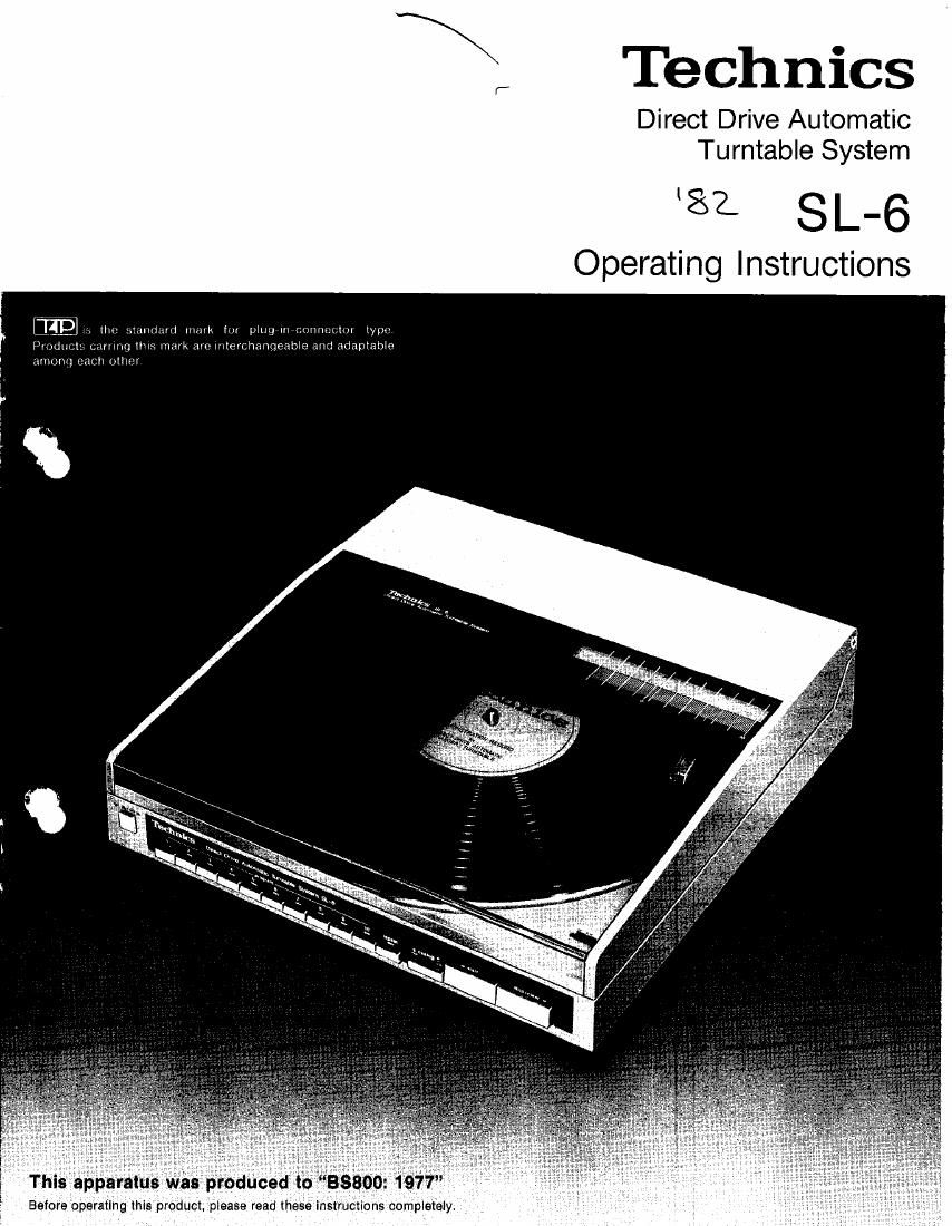 Technics SL 6 Owners Manual