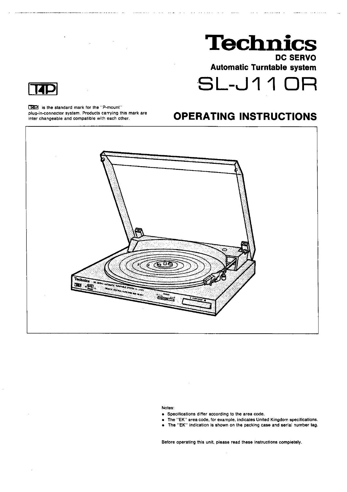 Technics SL J 110R Owners Manual