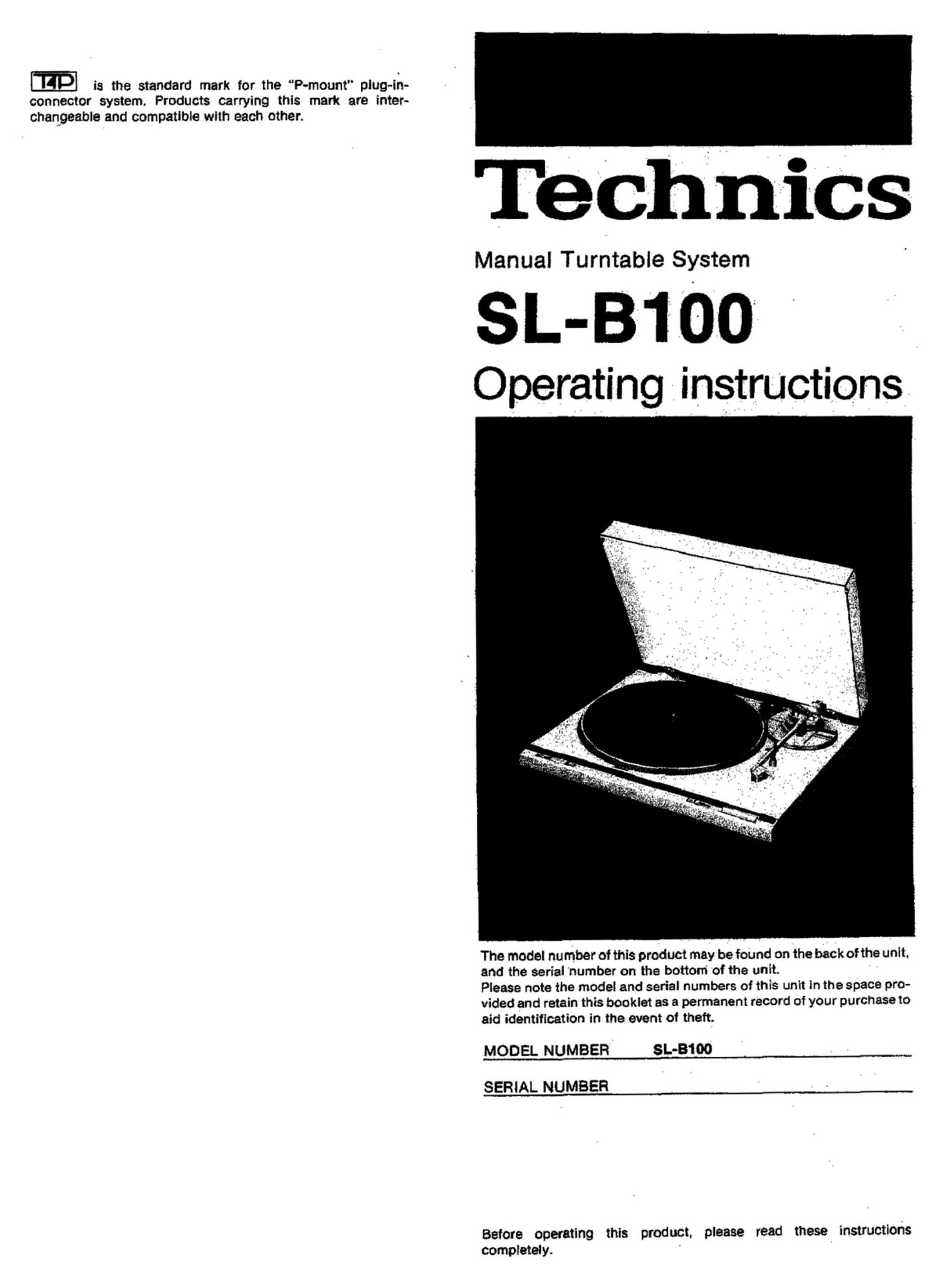 Technics SLB 100 Owners Manual
