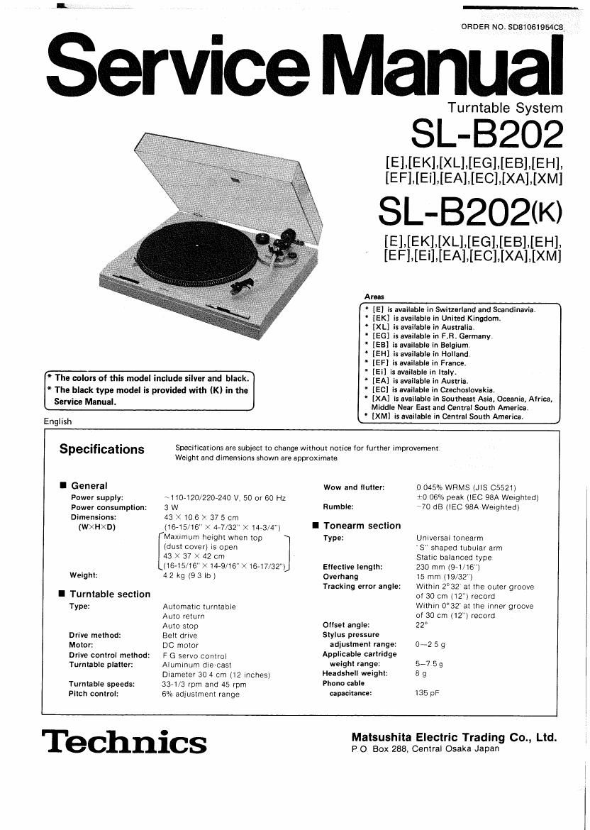 Technics SLB 202 Service Manual