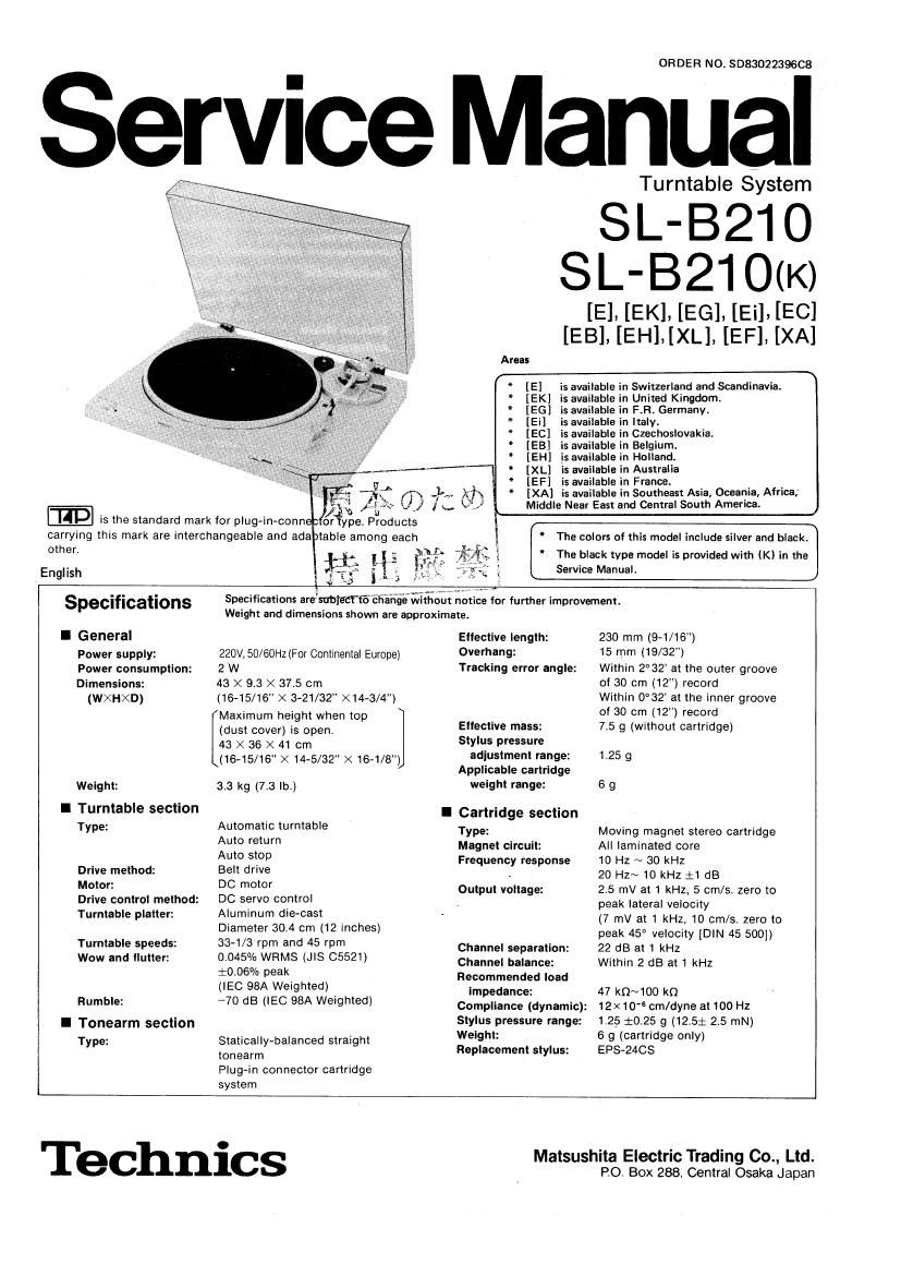 Technics SLB 210 Service Manual