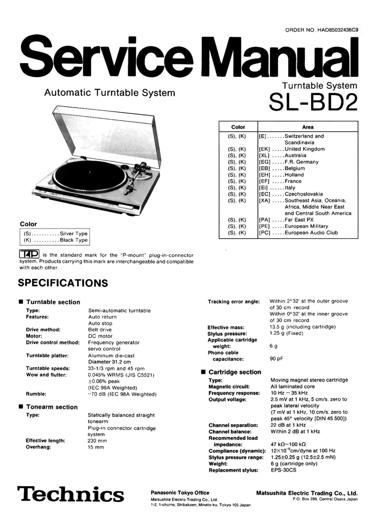Technics SLBD 2 Service Manual