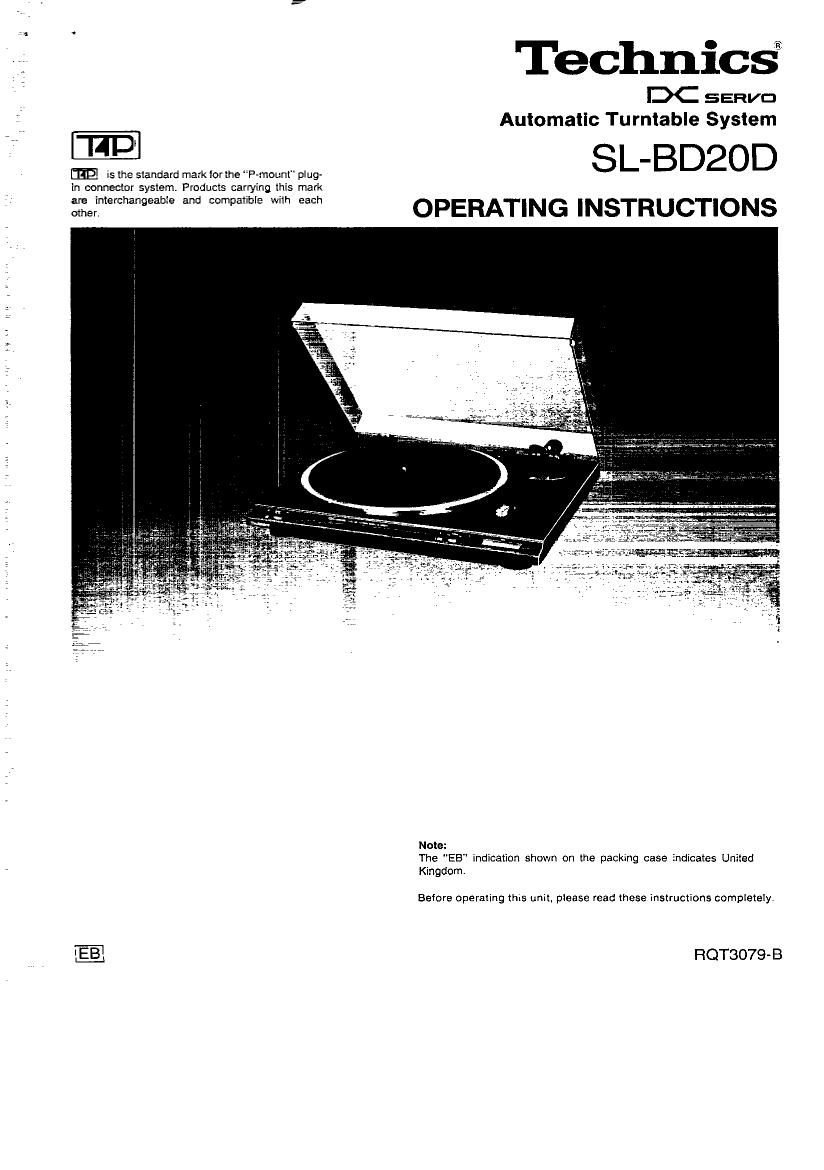 Technics SLBD 20 D Owners Manual