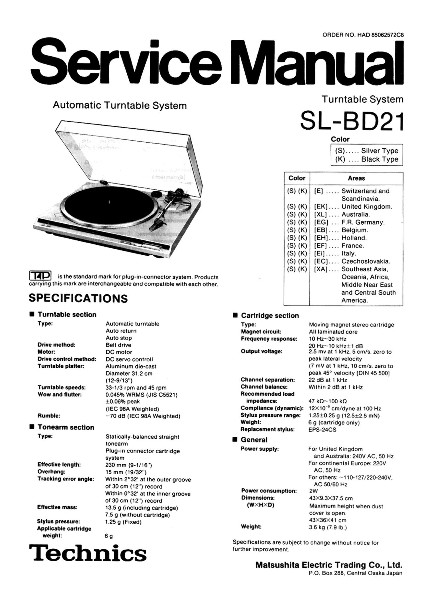 Technics SLBD 21 Service Manual