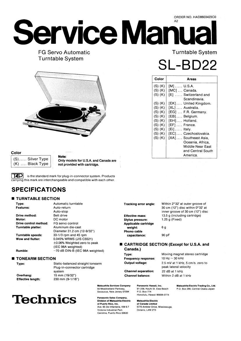 Technics SLBD 22 Service Manual