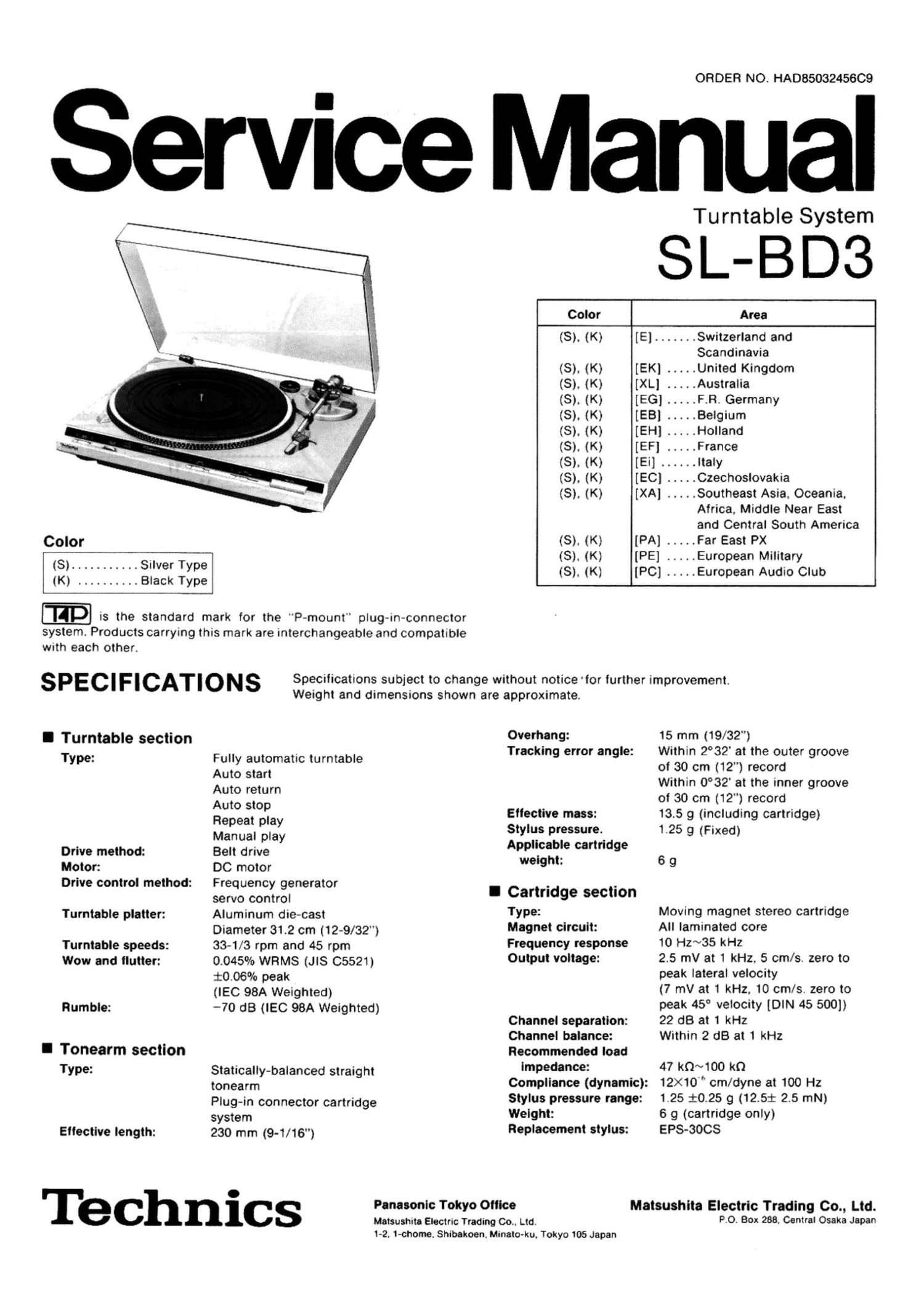 Technics SLBD 3 Service Manual