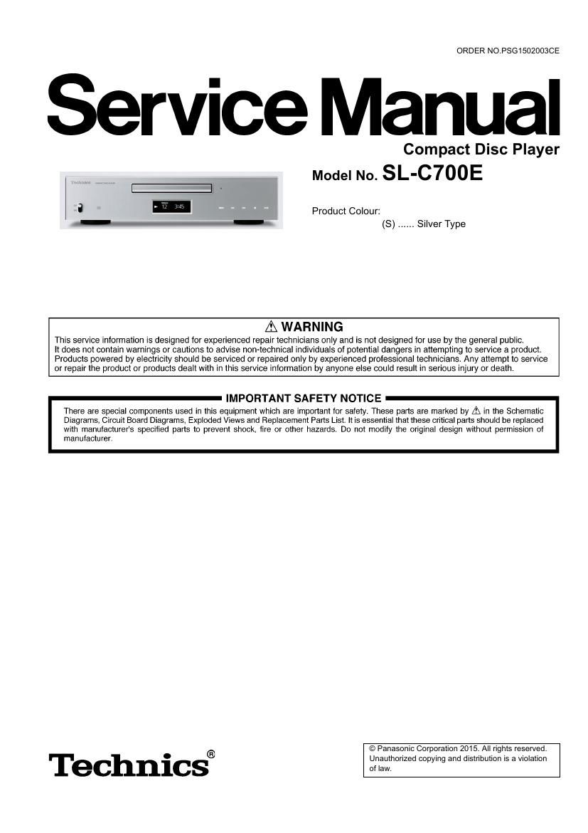 Technics SLC 700 E Service Manual