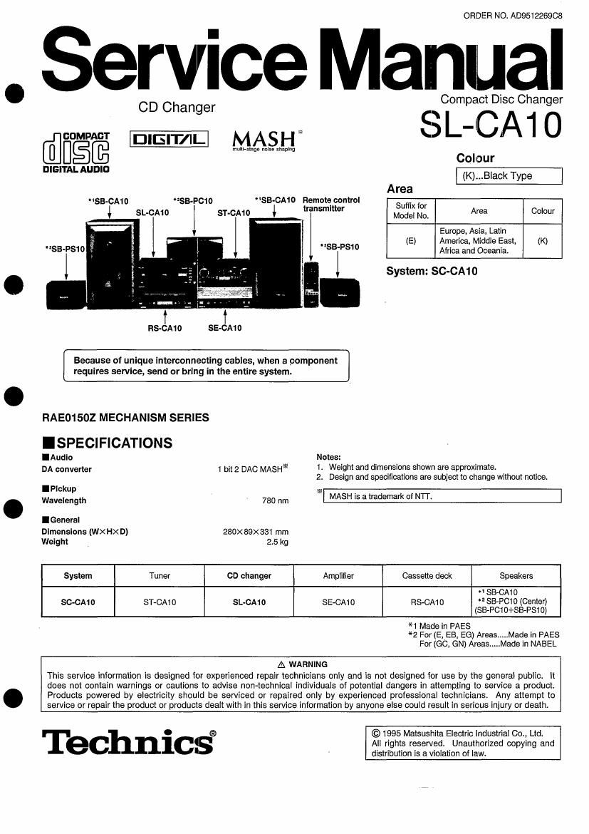 Technics SLCA 10 Service Manual