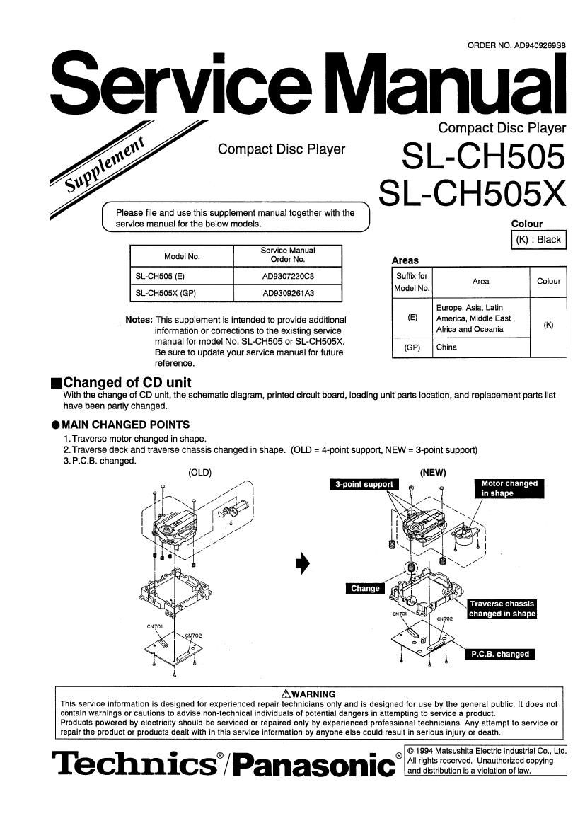 Technics SLCH 505 X Service Manual