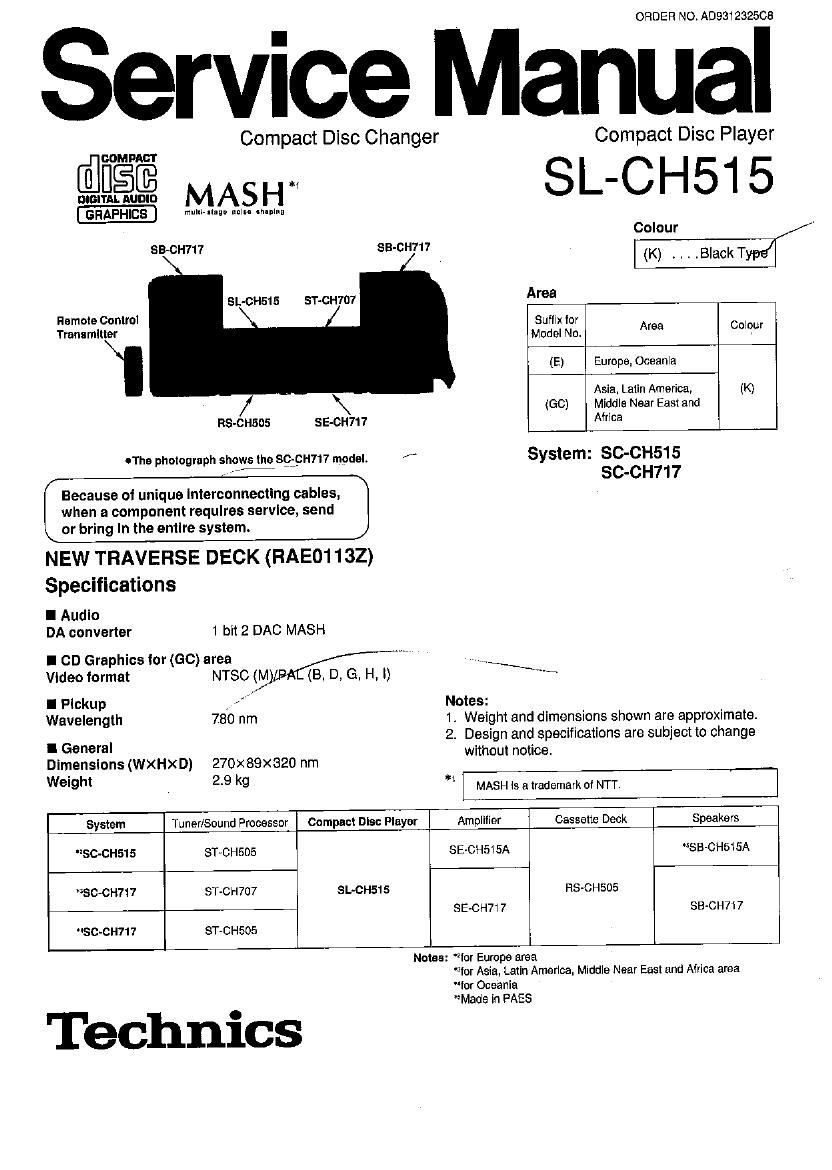 Technics SLCH 515 Service Manual