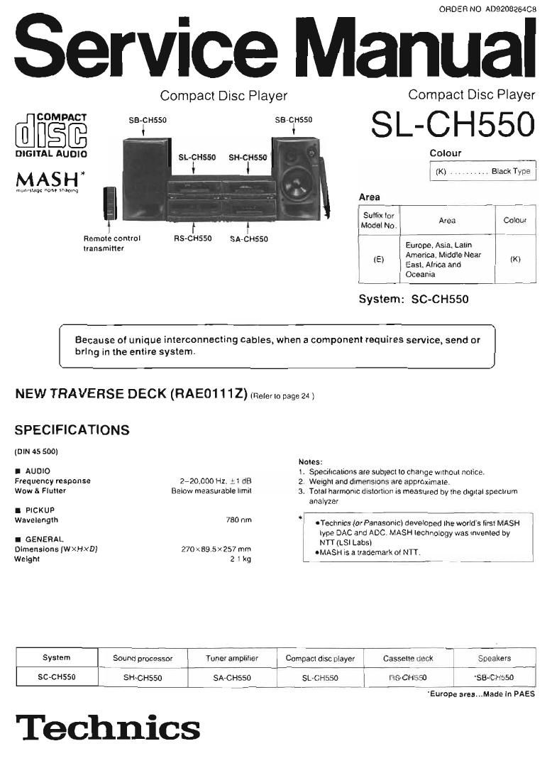 Technics SLCH 550 Service Manual