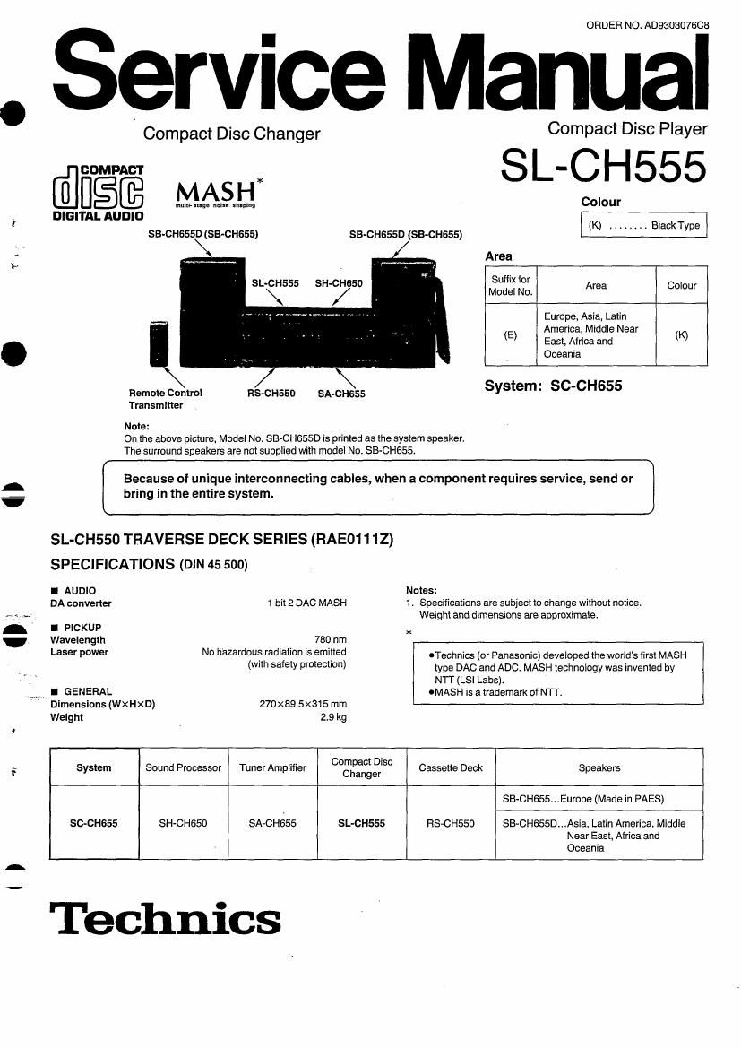 Technics SLCH 555 Service Manual