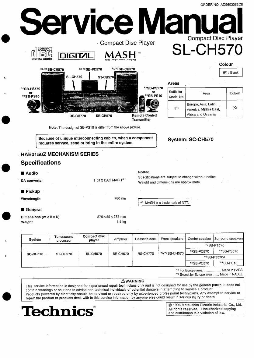 Technics SLCH 570 Service Manual