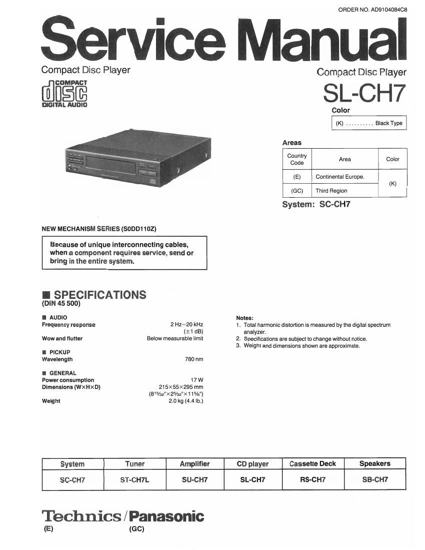 Technics SLCH 7 Service Manual