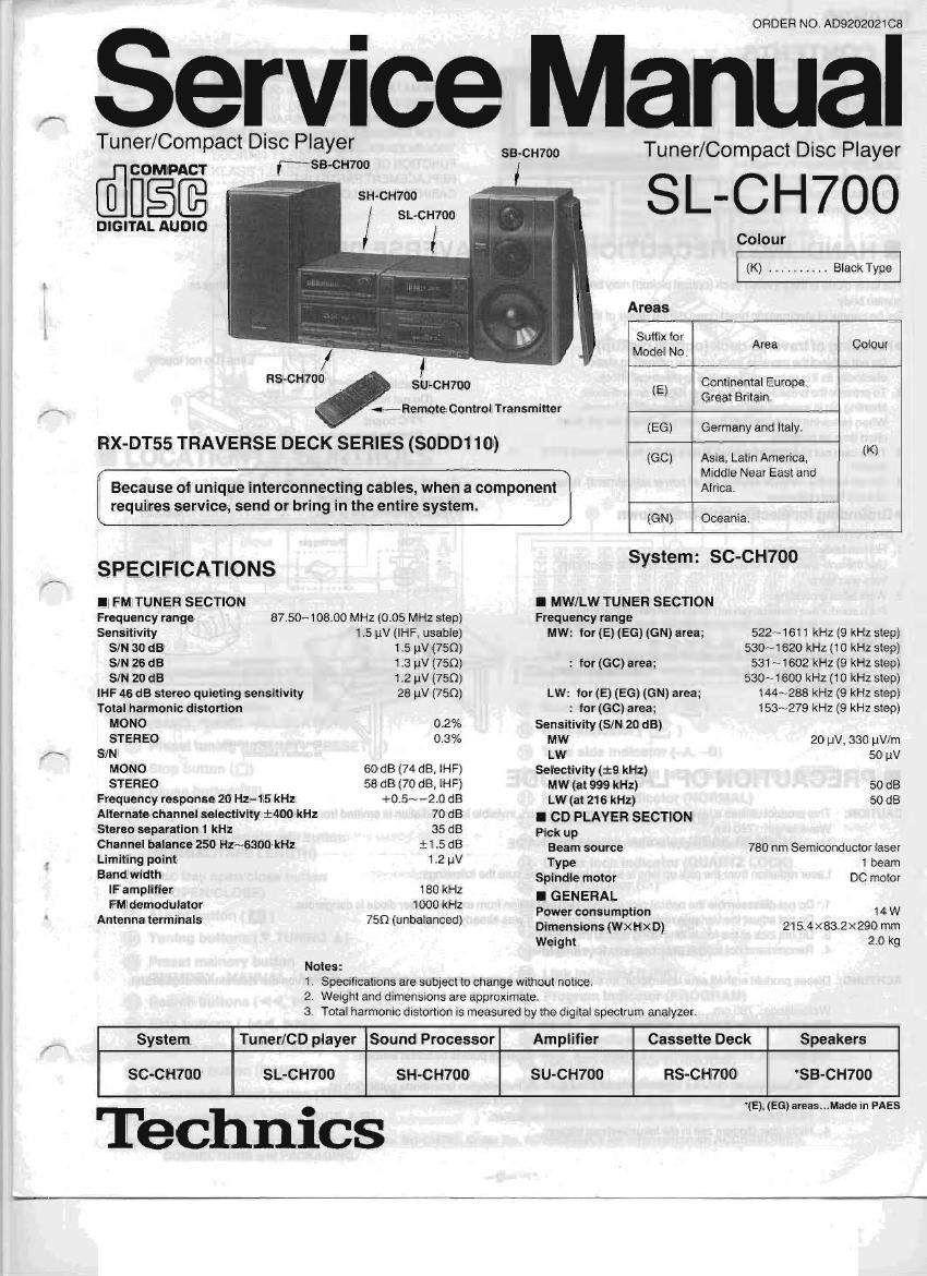 Technics SLCH 700 Service Manual