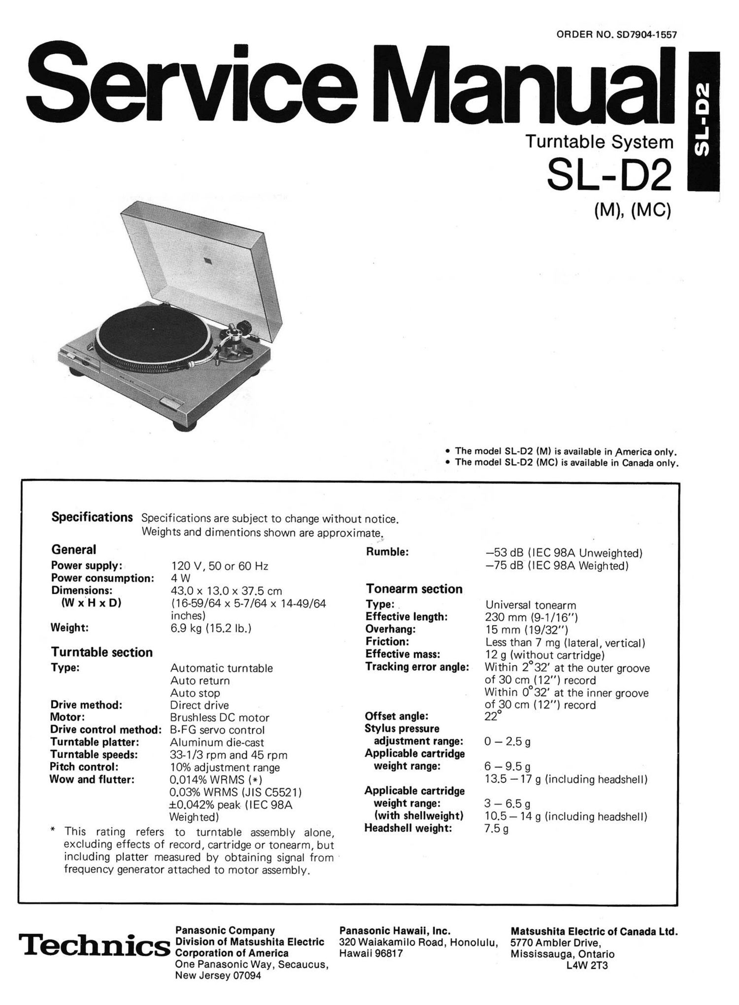 Technics SLD 2 Service Manual