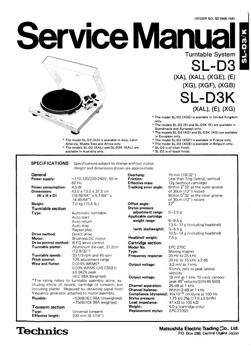 Technics SLD 3 K Service Manual