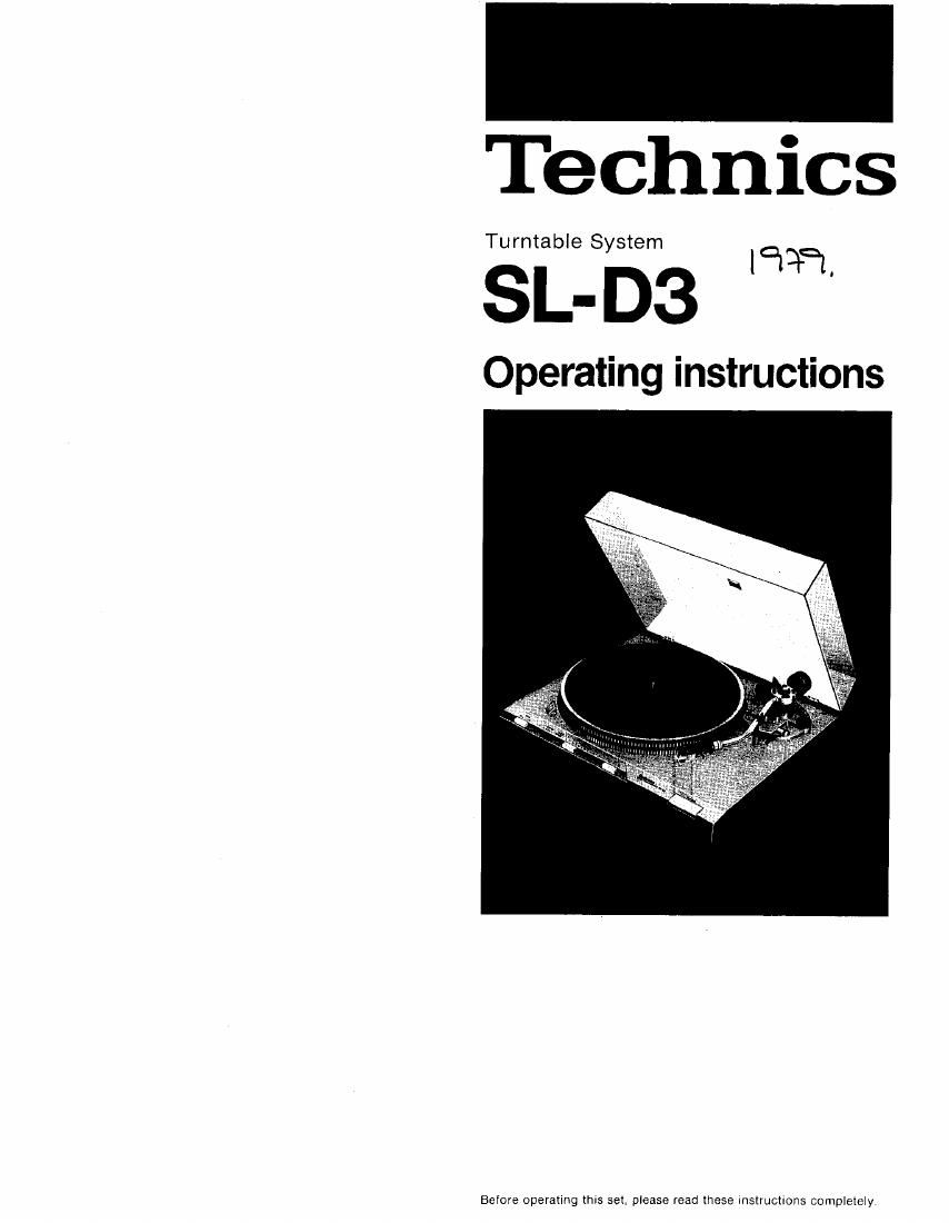 Technics SLD 3 Owners Manual