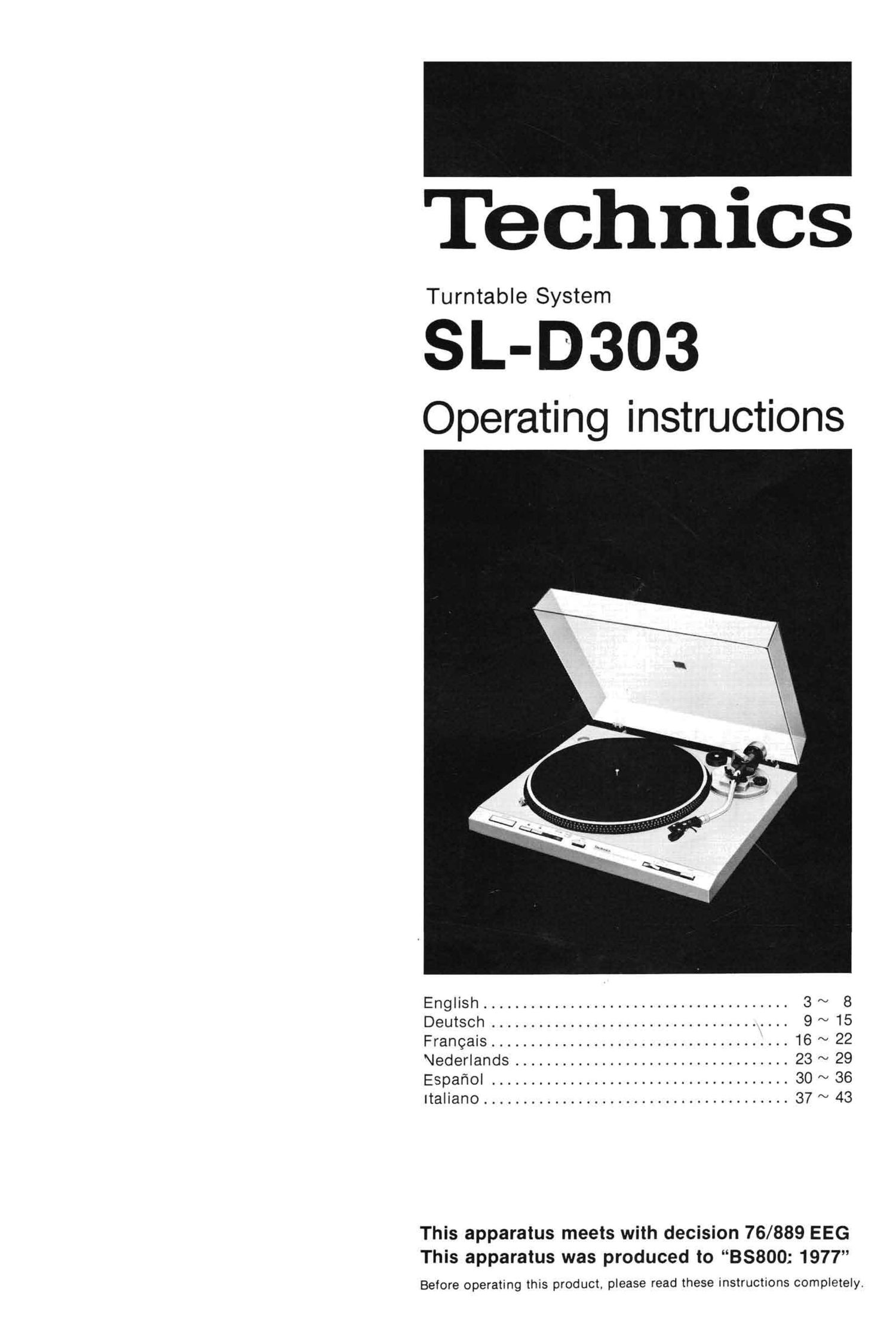 Technics SLD 303 Owners Manual