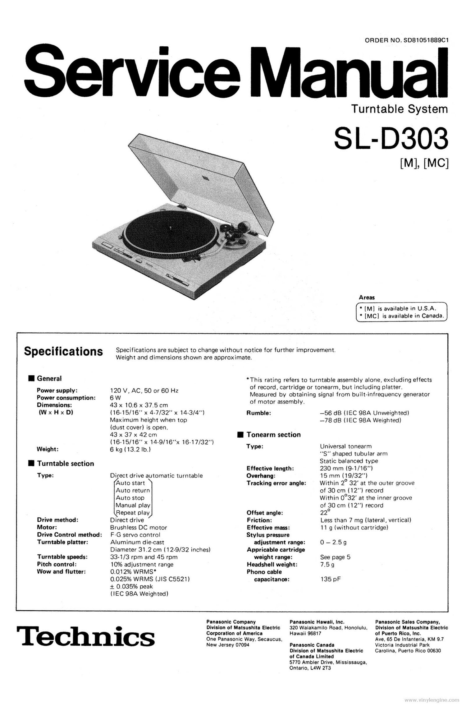 Technics SLD 303 Service Manual