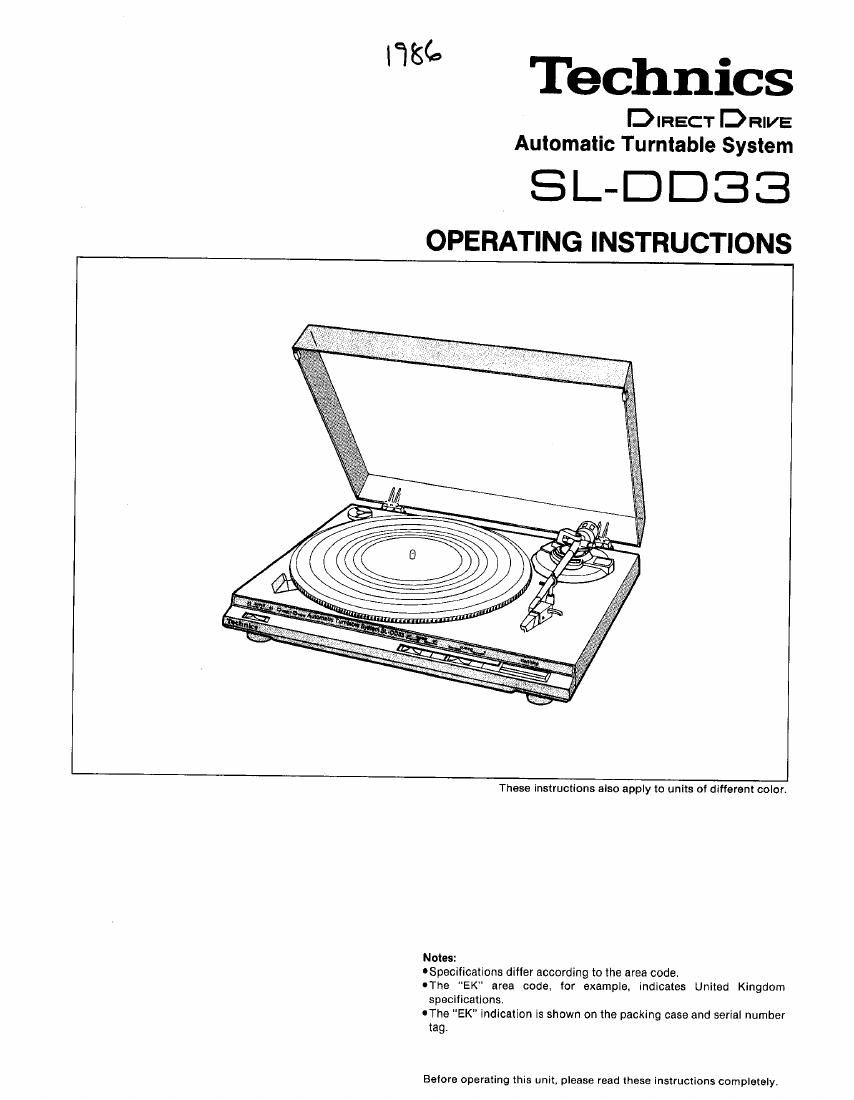 Technics SLDD 33 Owners Manual