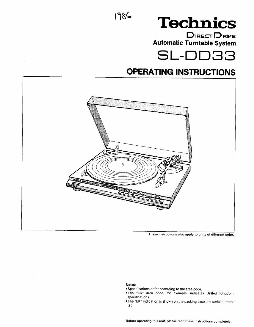 Technics SLDD 33 Owners Manual