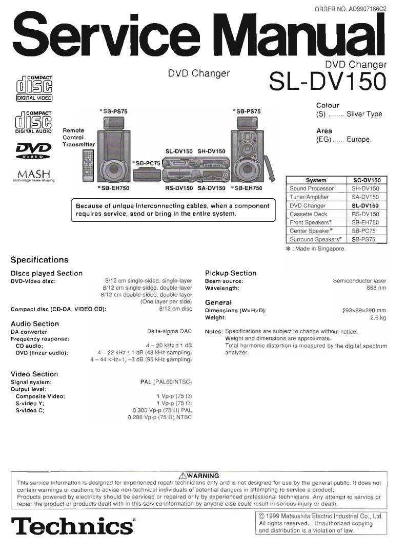 Technics SLDV 150 Service Manual
