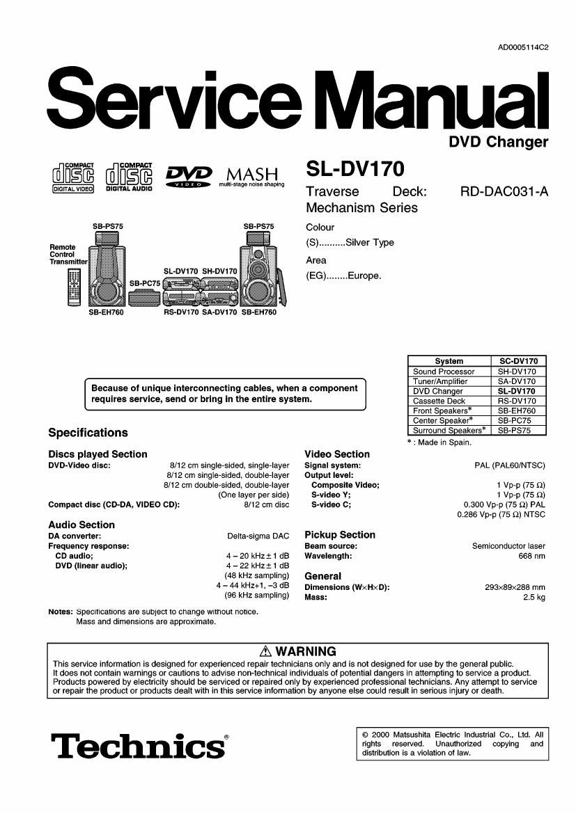 Technics SLDV 170 Service Manual