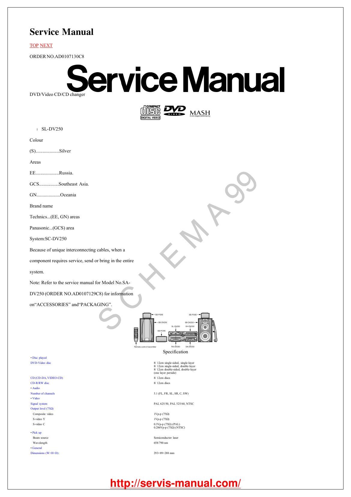 Technics SLDV 250 Service Manual