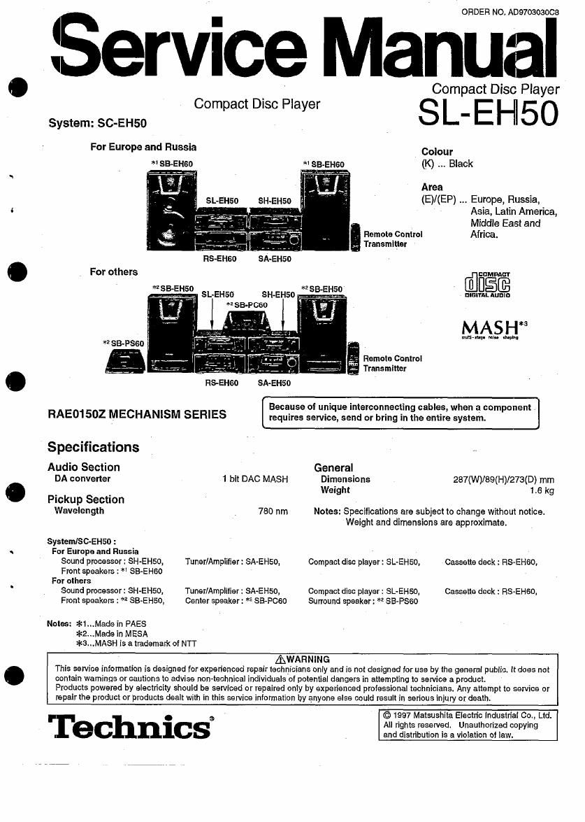 Technics SLEH 50 Service Manual