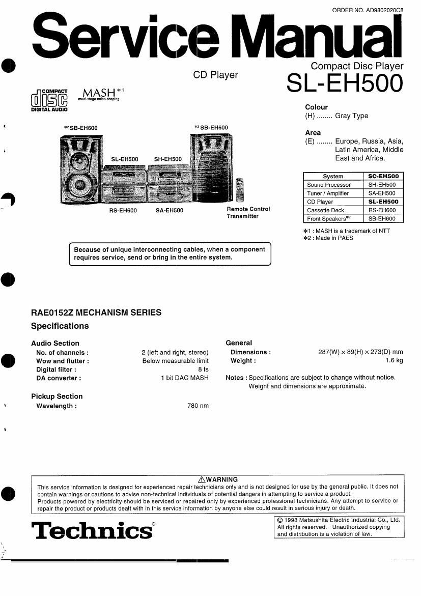 Technics SLEH 500 Service Manual