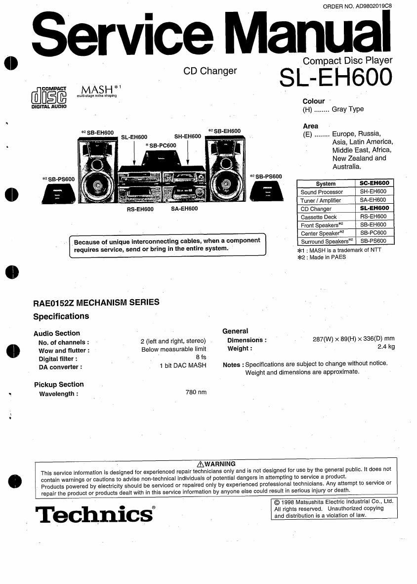 Technics SLEH 600 Service Manual