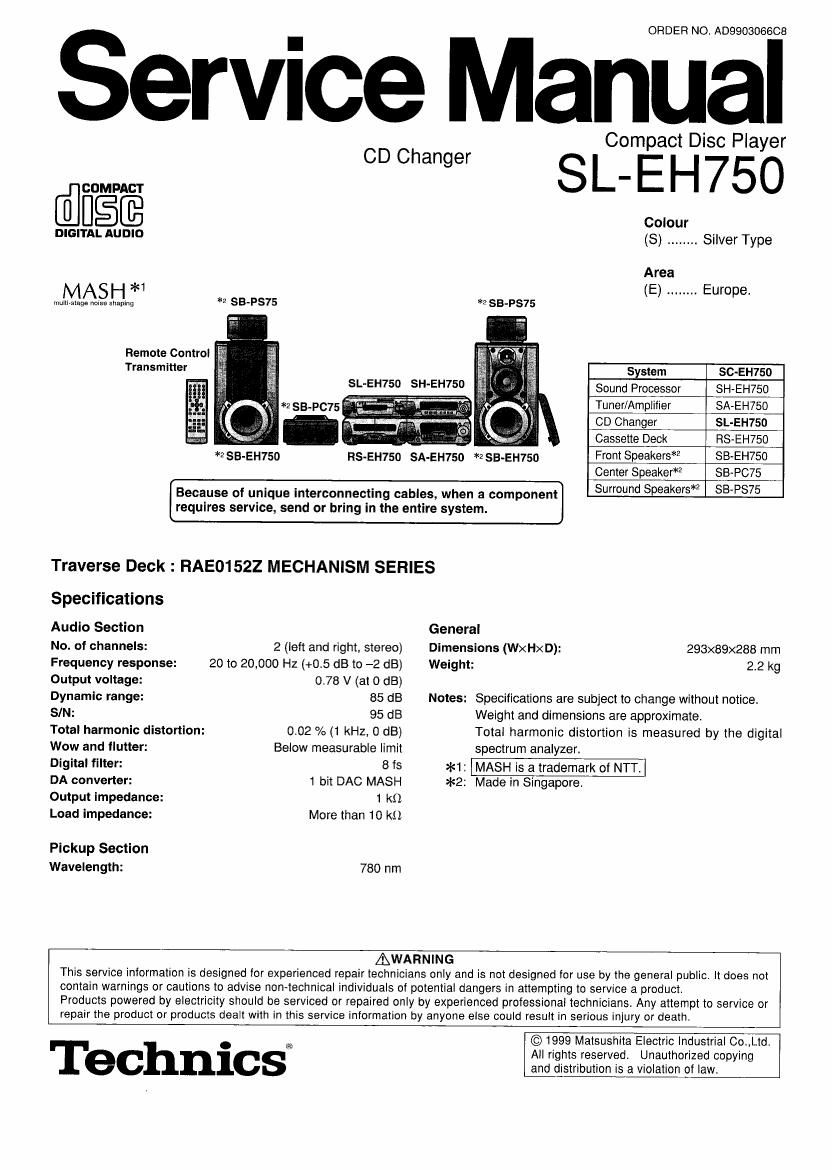 Technics SLEH 750 Service Manual