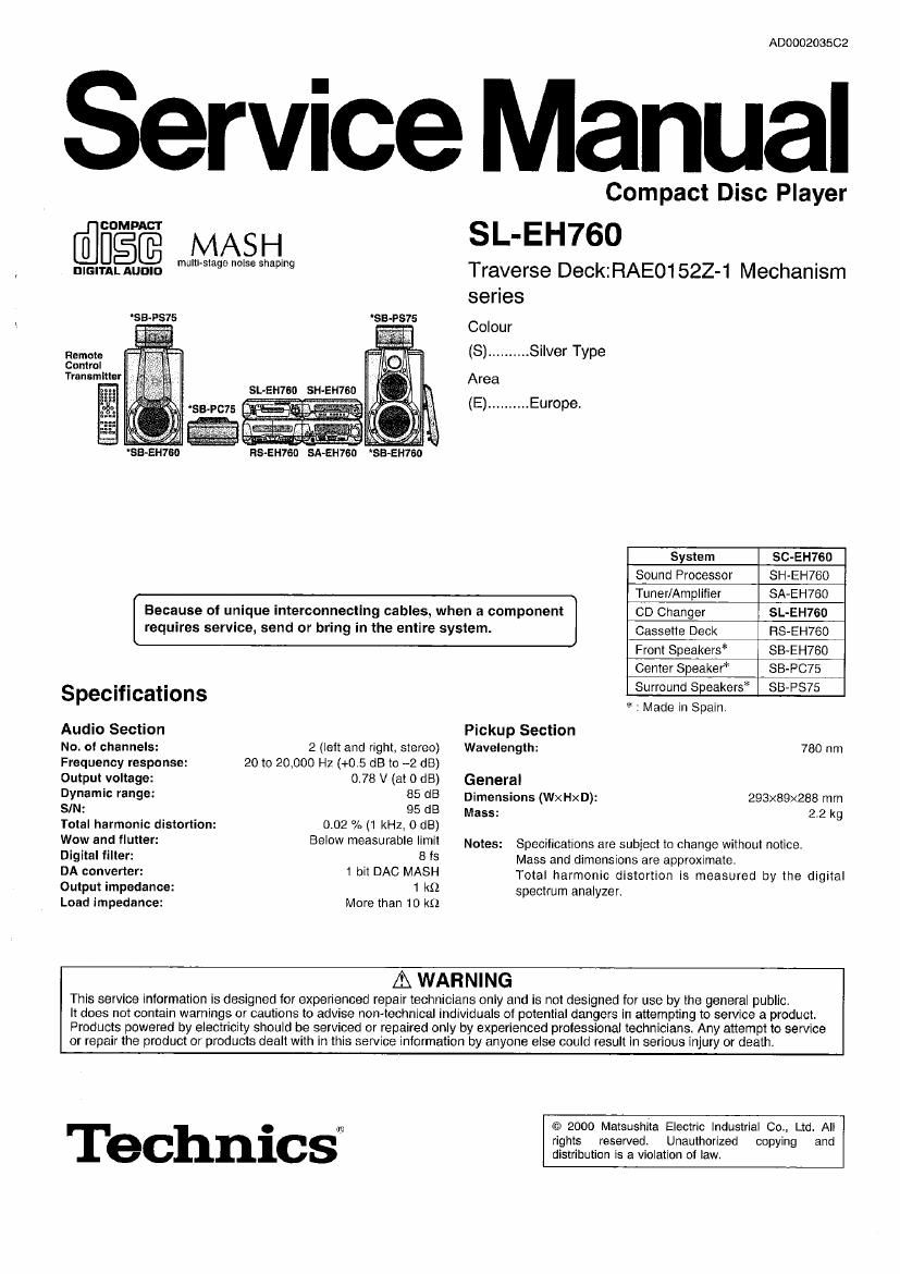 Technics SLEH 760 Service Manual