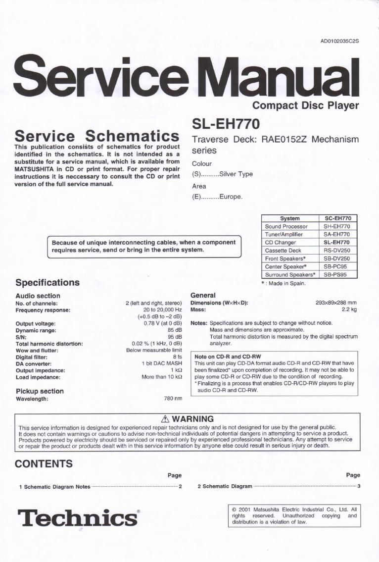 Technics SLEH 770 Schematics