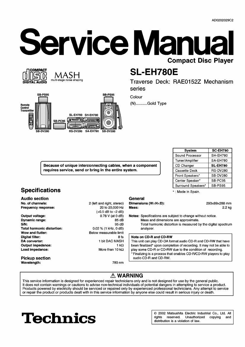 Technics SLEH 780 Service Manual