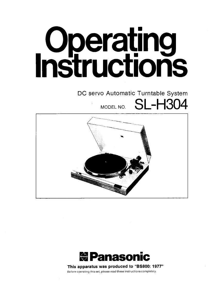 Technics SLH 304 Owners Manual
