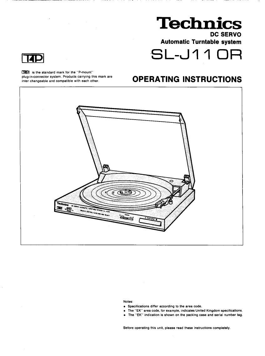 Technics SLJ 10 OR Owners Manual