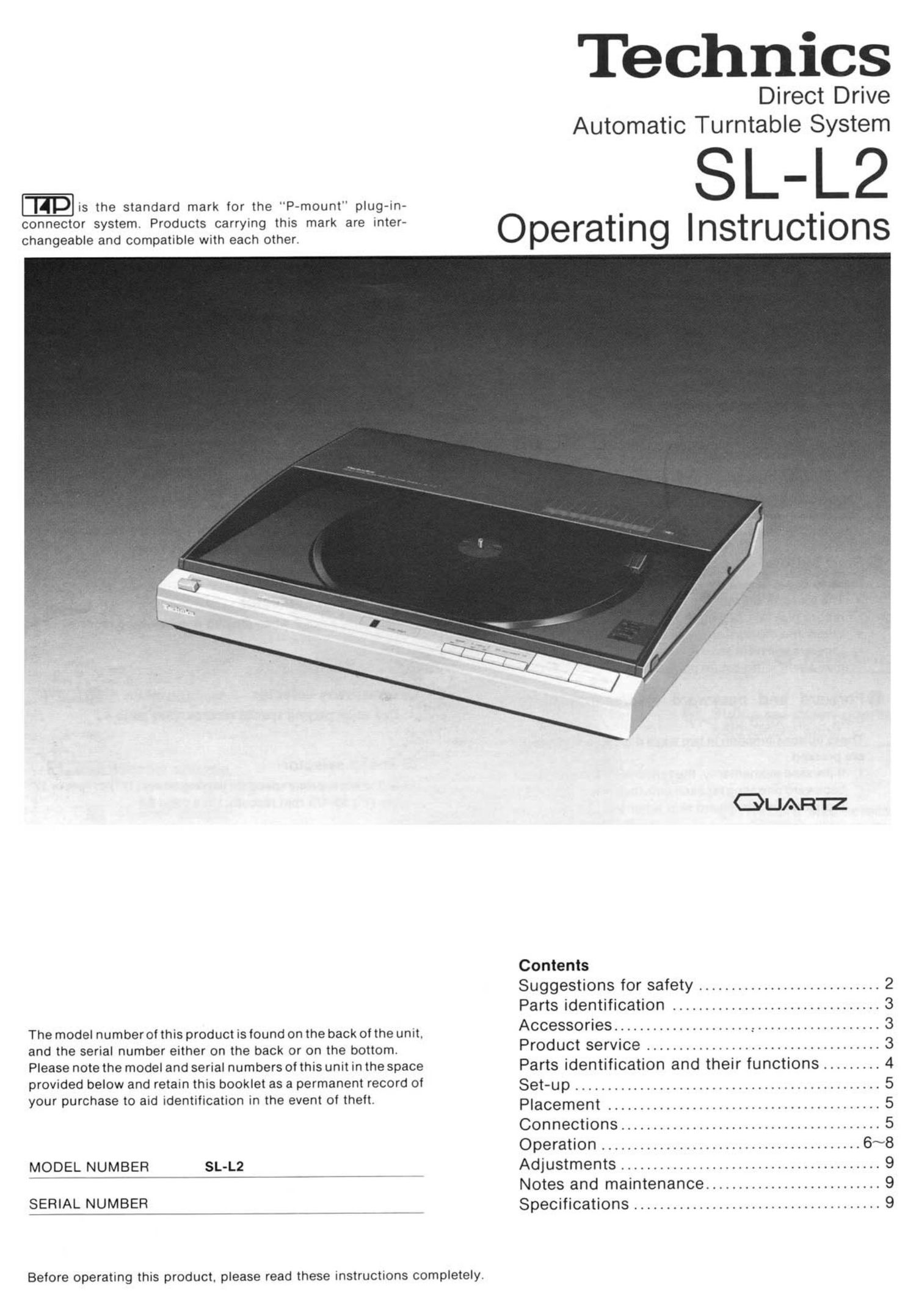 Technics SLL 2 Owners Manual