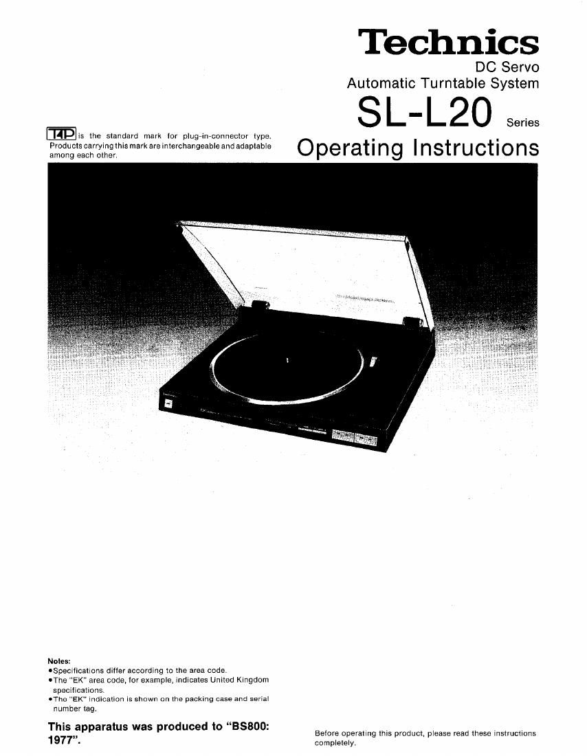 Technics SLL 20 Owners Manual