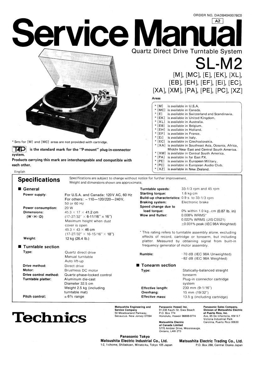 Technics SLM 2 Service Manual