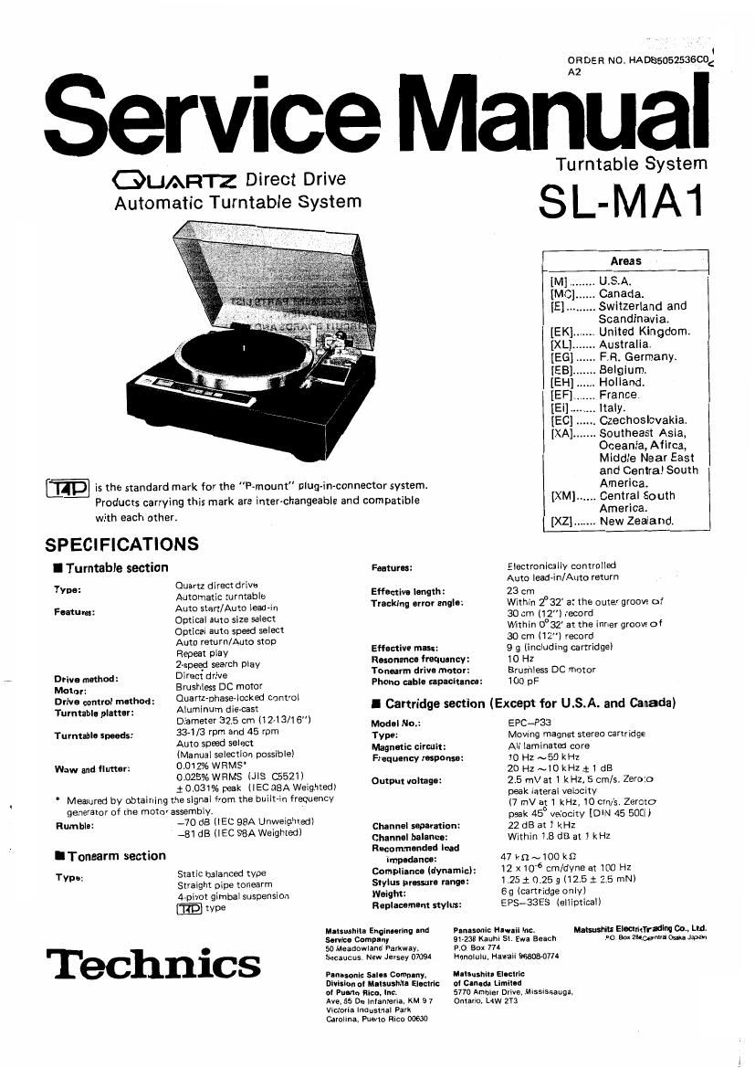 Technics SLMA 1 Service Manual