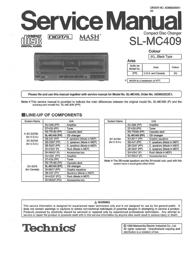 Technics SLMC 409 Service Manual