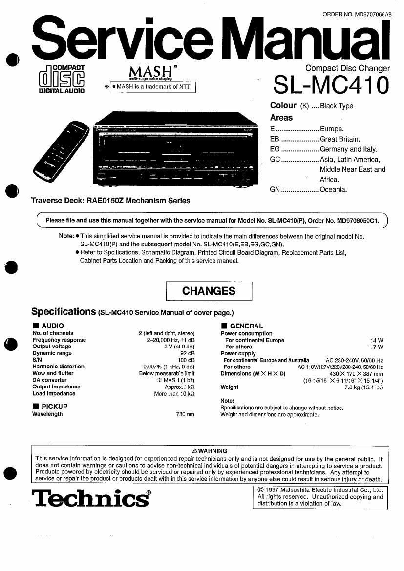 Technics SLMC 410 Service Manual